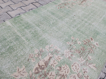 Vintage Turkish Oushak Rug 3x6: Handwoven Wool & Cotton Area Rug