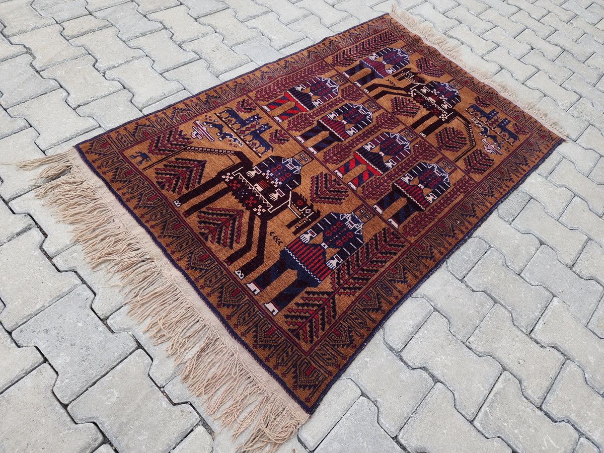 3x5 Tribal Wool Rug: Traditional Oriental Decor