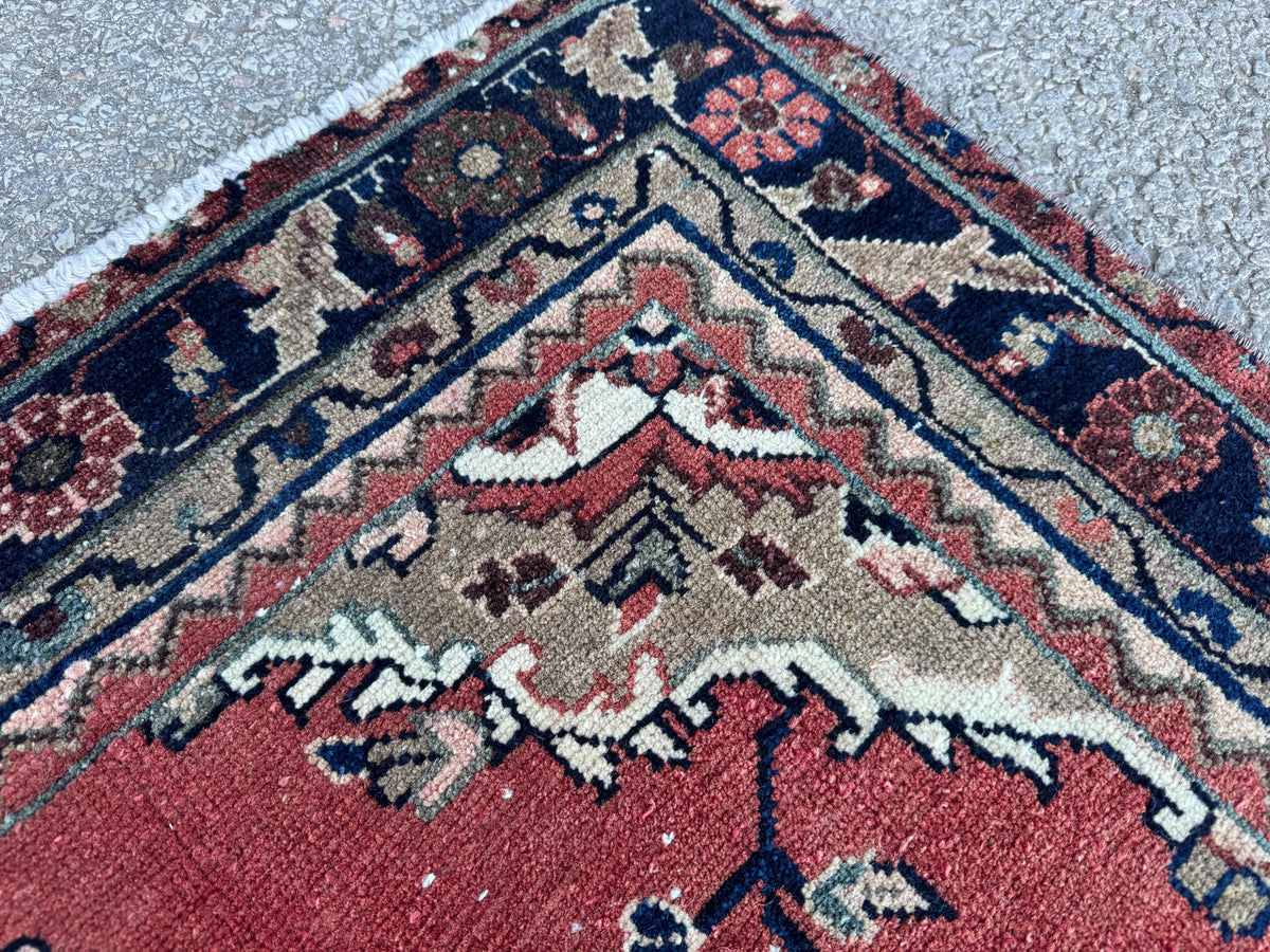 Antique Wool Runner Rug 3x10: Hand Knotted, Rustic Hallway Decor