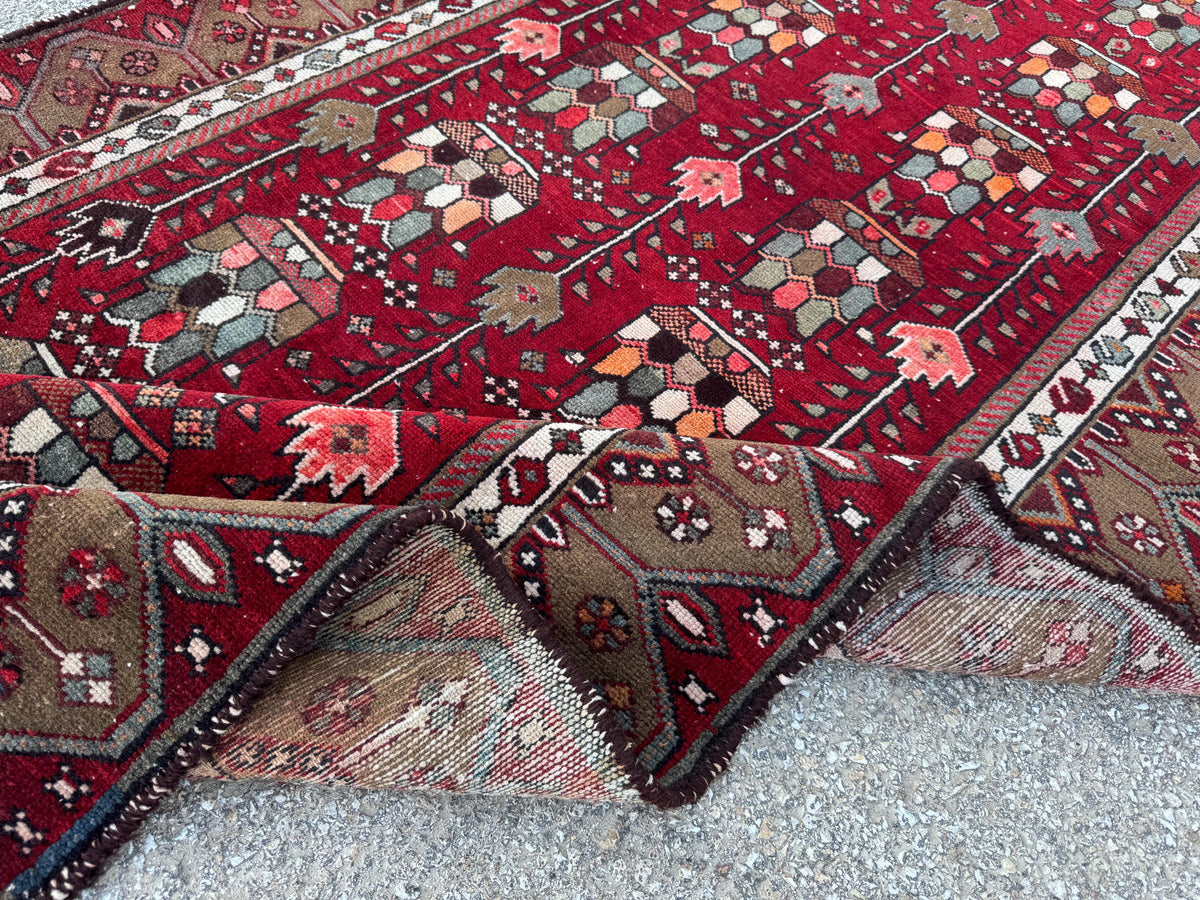 Hand Knotted Wool Runner Rug: 4x9 Rustic Boho Hallway Decor