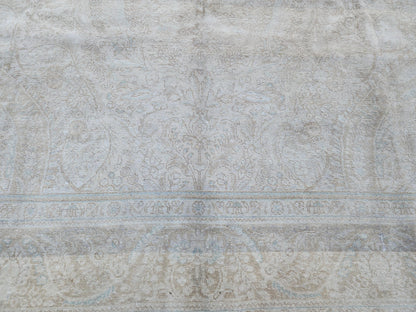 9x12 Muted Rug, Gray ad Beige Up Cycled Wool, Living Room Bohemian Decor