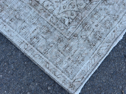 5x8 Handwoven Wool Turkish Rug: Neutral Oushak Area Rug