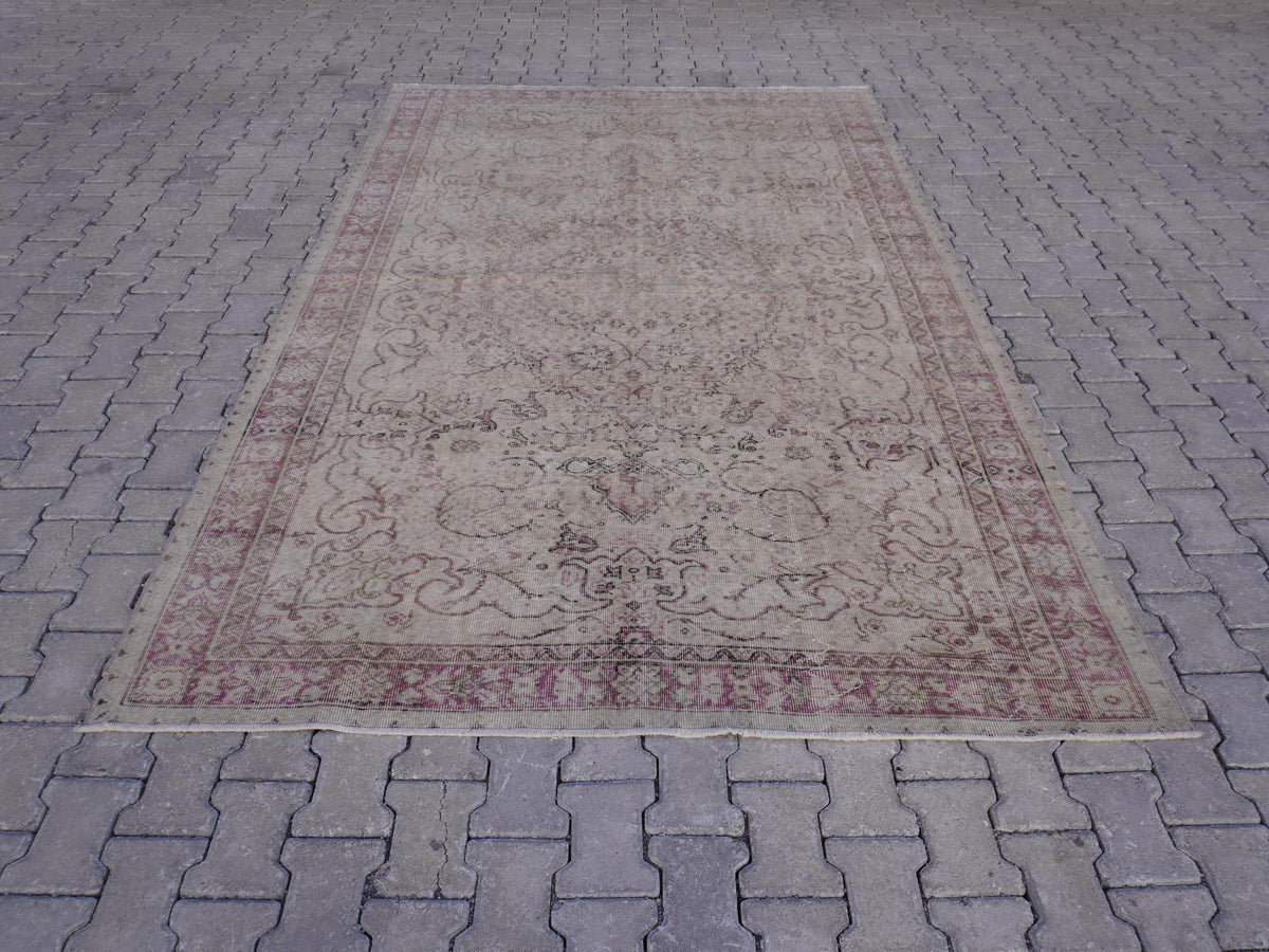 6x10 Neutral Area Rug, Bohemian Home Decor, Beige Hand Made