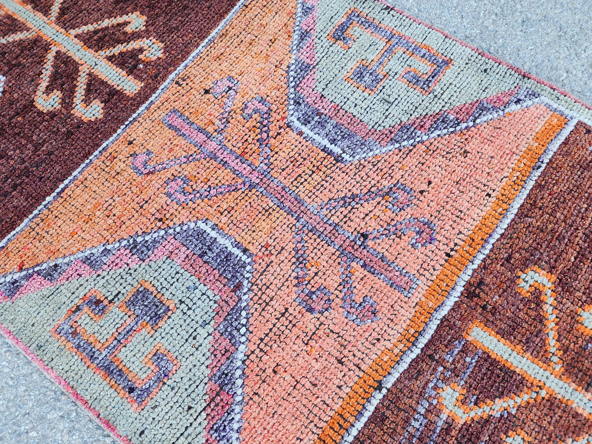 3x9 Natural Runner Rug, Kitchen Home Decor, Hand Knotted Up Cycled Wool