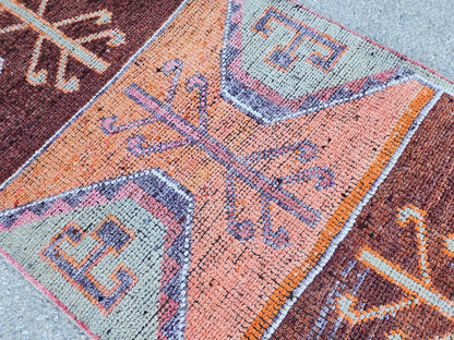 3x9 Natural Runner Rug, Kitchen Home Decor, Hand Knotted Up Cycled Wool
