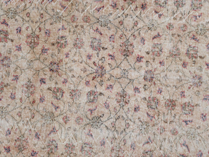 Handwoven Wool Oushak Rug 7x11: Vintage Turkish Neutral Area Rug