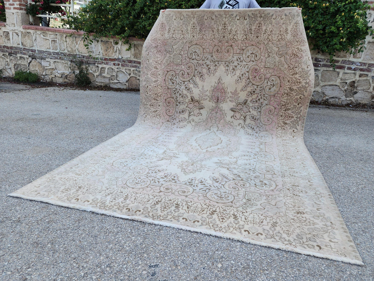 6x9 Persian Neutral Rug, Bohemian Home Decor, Eco Friendly