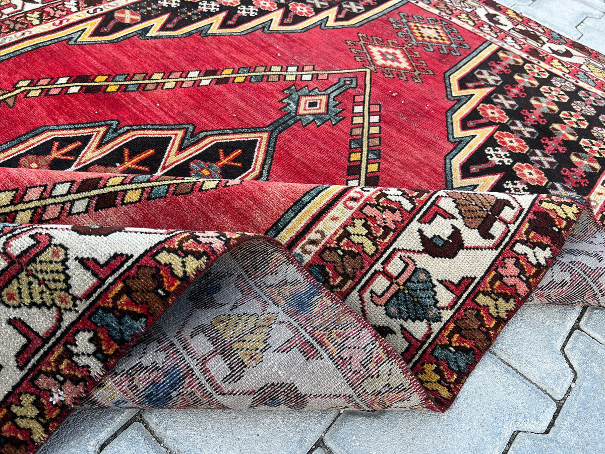 4x6 Vintage Turkish Wool Rug: Distressed Oushak Area Rug