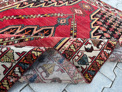 4x6 Vintage Turkish Wool Rug: Distressed Oushak Area Rug