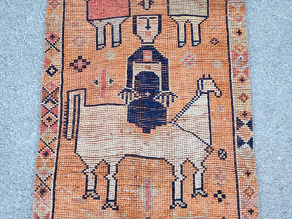 3x8 Tribal Runner Rug, Hand Made Rustic Decor, Kitchen Decor, Up Cycled Wool
