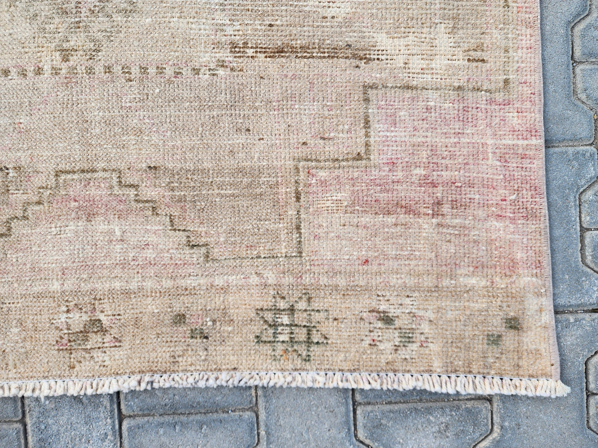 3x11 Neutral Wool Runner Rug, Bohemian Rustic Home Decor