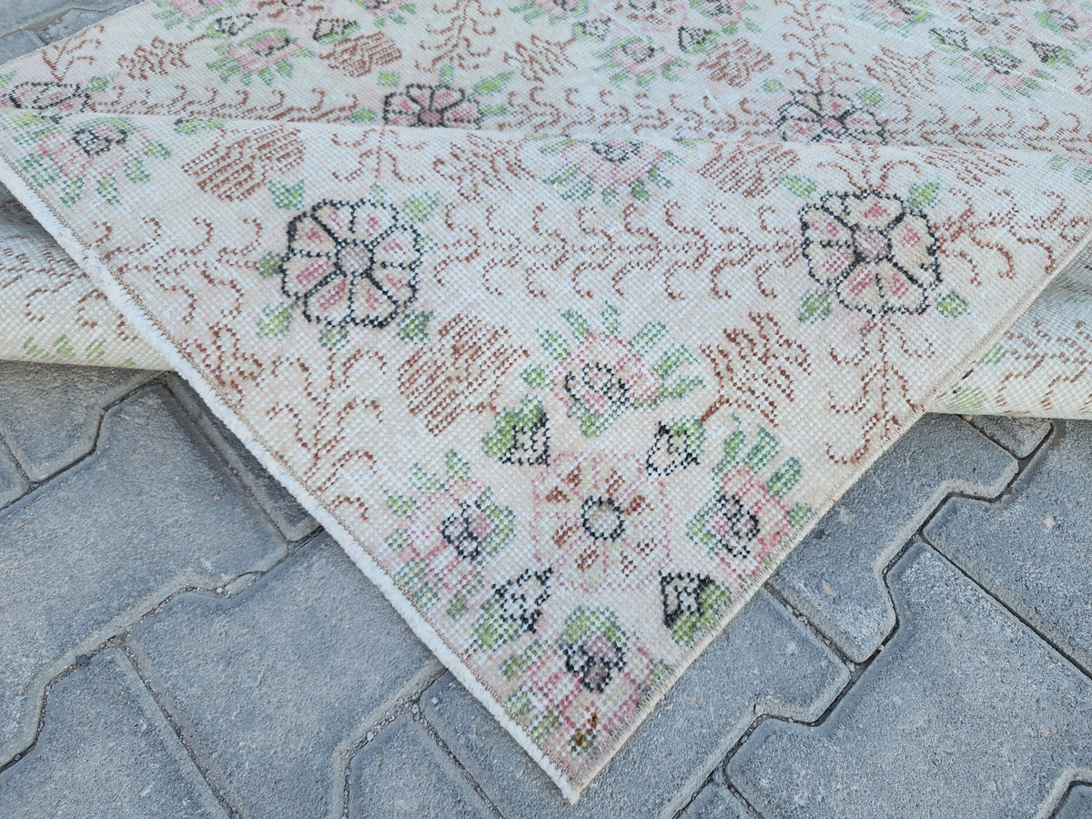 3x6 Hand Made Rug, Kitchen Small Decor, Oriental Boho Carpet