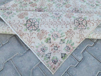 3x6 Hand Made Rug, Kitchen Small Decor, Oriental Boho Carpet