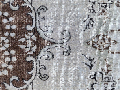 Gray Hand Made Rug 6x9, Oushak Turkish Area Carpet, Living Room Decor