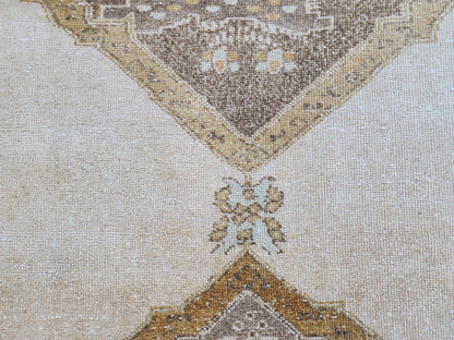3x12 Area Runner Rug, Hand Knotted Rustic Decor,  Up Cycled Wool