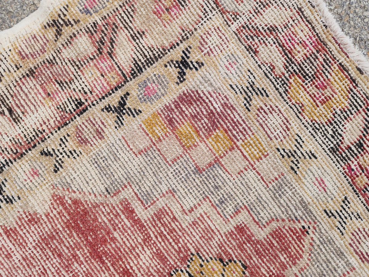 3x8 Vintage Boho Runner Rug, Anatolian Boho Carpet, Kitchen Vintage Hand Made Carpet
