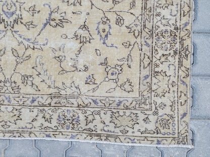 Handwoven Turkish Oushak Rug: 5x8 Beige Wool & Cotton Rug