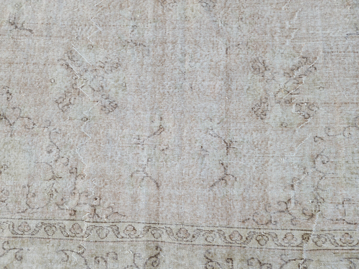 6x10 Neutral Boho Rug, Turkish Beige Hand Knotted, Dining Room Decor