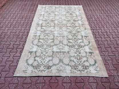 Vintage Oushak Rug 4x6: Handwoven Wool & Cotton Bohemian Rug