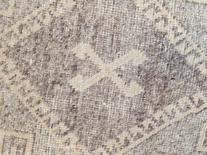 Neutral Wool Runner Rug 2.7x11 ft, Turkish Hand Knotted Beige and Brown, Home Kitchen Decor
