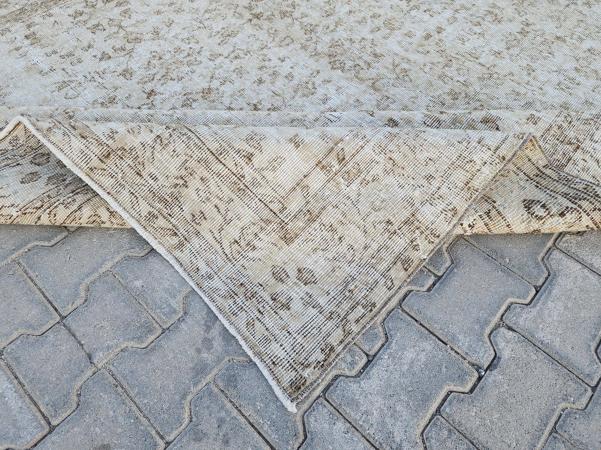 Wool Turkish Rug 6x10: Beige Isparta Rug, Muted Design