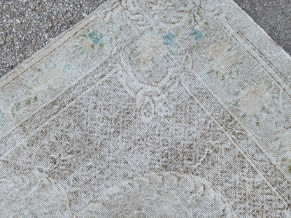 Neutral Area Rug 6x10: Hand Made Rustic Decor, Beige And Brown Turkish Carpet