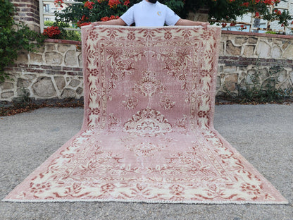 Turkish Area Rug 5x8, Hand Knotted Oriental Wool, Living Room Boho Decor