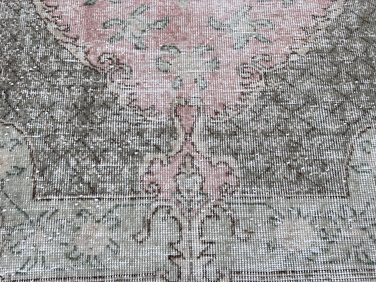 Handwoven Turkish Oushak Rug: Small Wool & Cotton Bohemian Rug