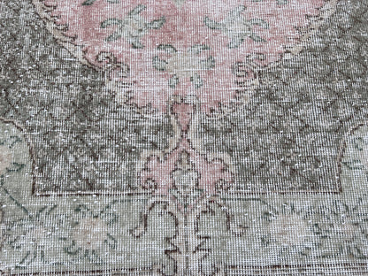 Handwoven Turkish Oushak Rug: Small Wool & Cotton Bohemian Rug
