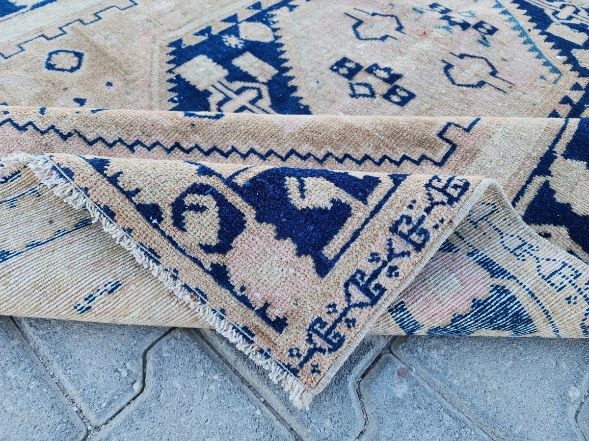 Vintage Oushak Rug 4x6: Neutral Turkish Handmade Area Rug