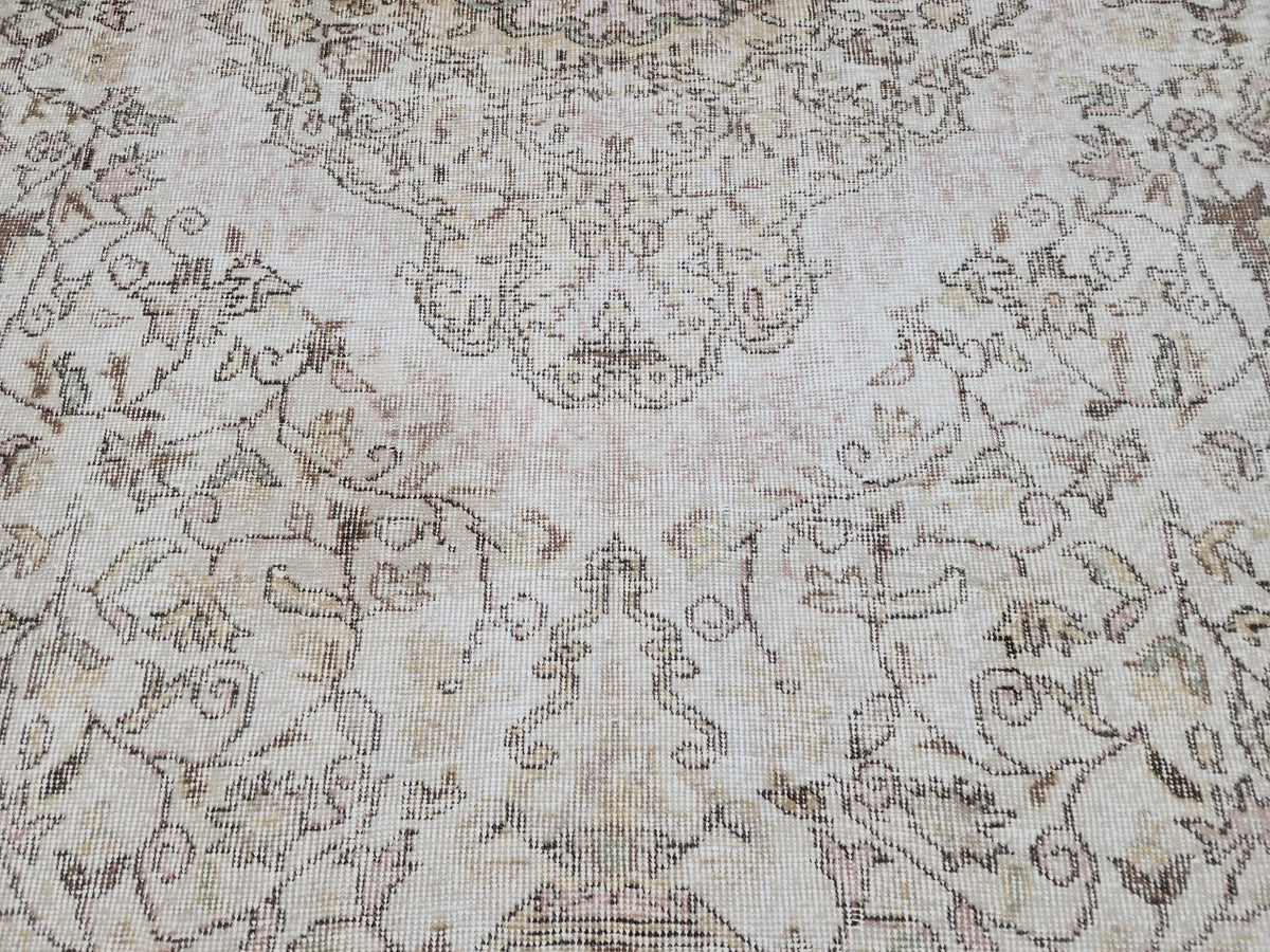 6x10 Green Vintage Rug: Oushak Medallion Hand‑Knotted Turkish Area Rug
