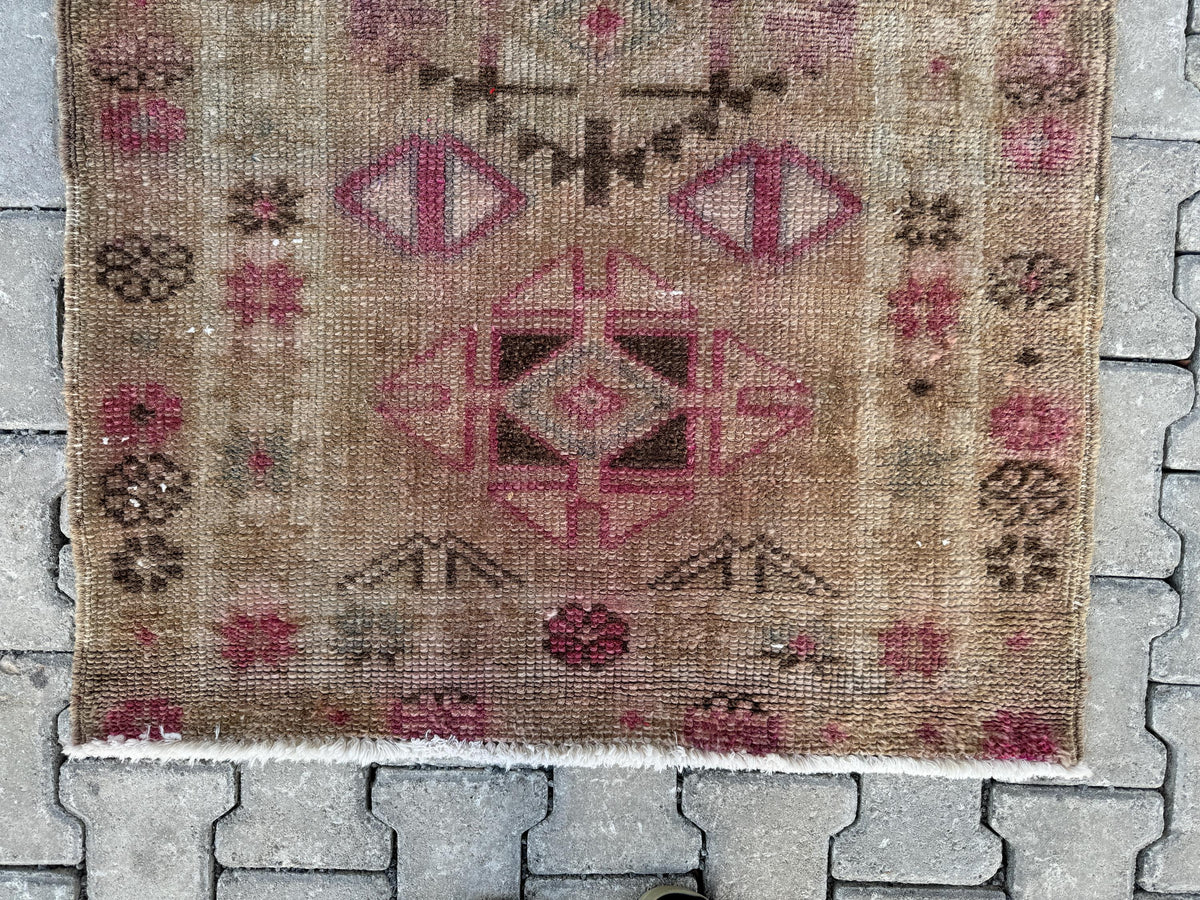 3x11 Handwoven Turkish Wool Runner Rug: Hallway, Bohemian Decor