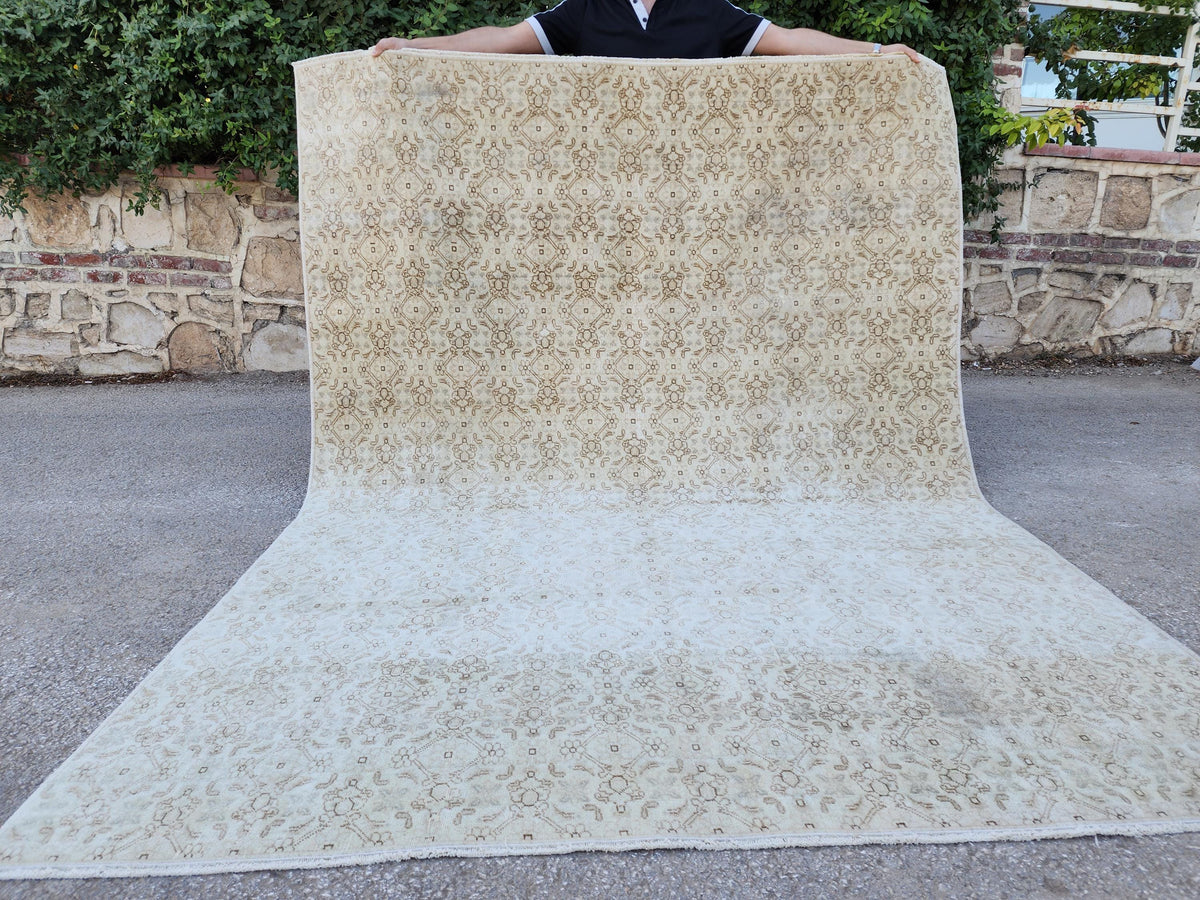 6x8 Neutral Rug, Hand Knotted Rustic Home Decor, Eco Friendly