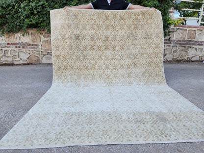 6x8 Neutral Rug, Hand Knotted Rustic Home Decor, Eco Friendly