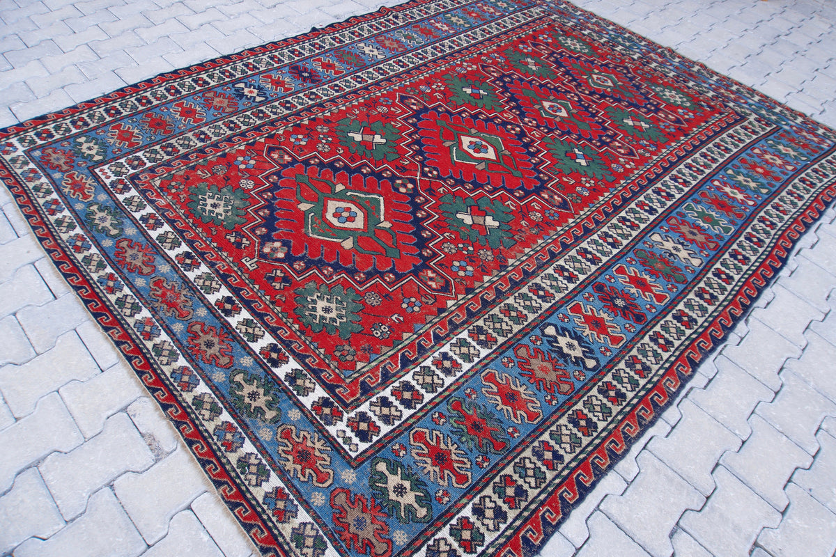 Vintage Kilim Rug 7x9: Hand Woven Oriental Design, Boho Oriental Soumak Carpet