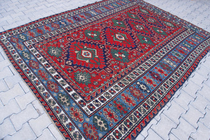 Vintage Kilim Rug 7x9: Hand Woven Oriental Design, Boho Oriental Soumak Carpet
