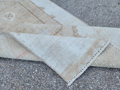 3x13 Neutral Turkish Runner Rug: Beige Rustic Hallway Decor