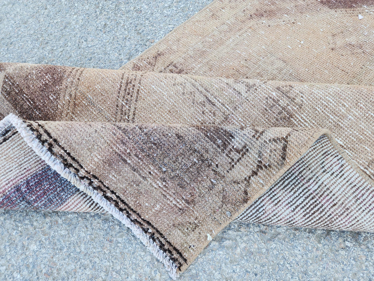 3x10 Neutral Runner Rug, Hand Made Rustic Decor, Bohemian Geometric Design