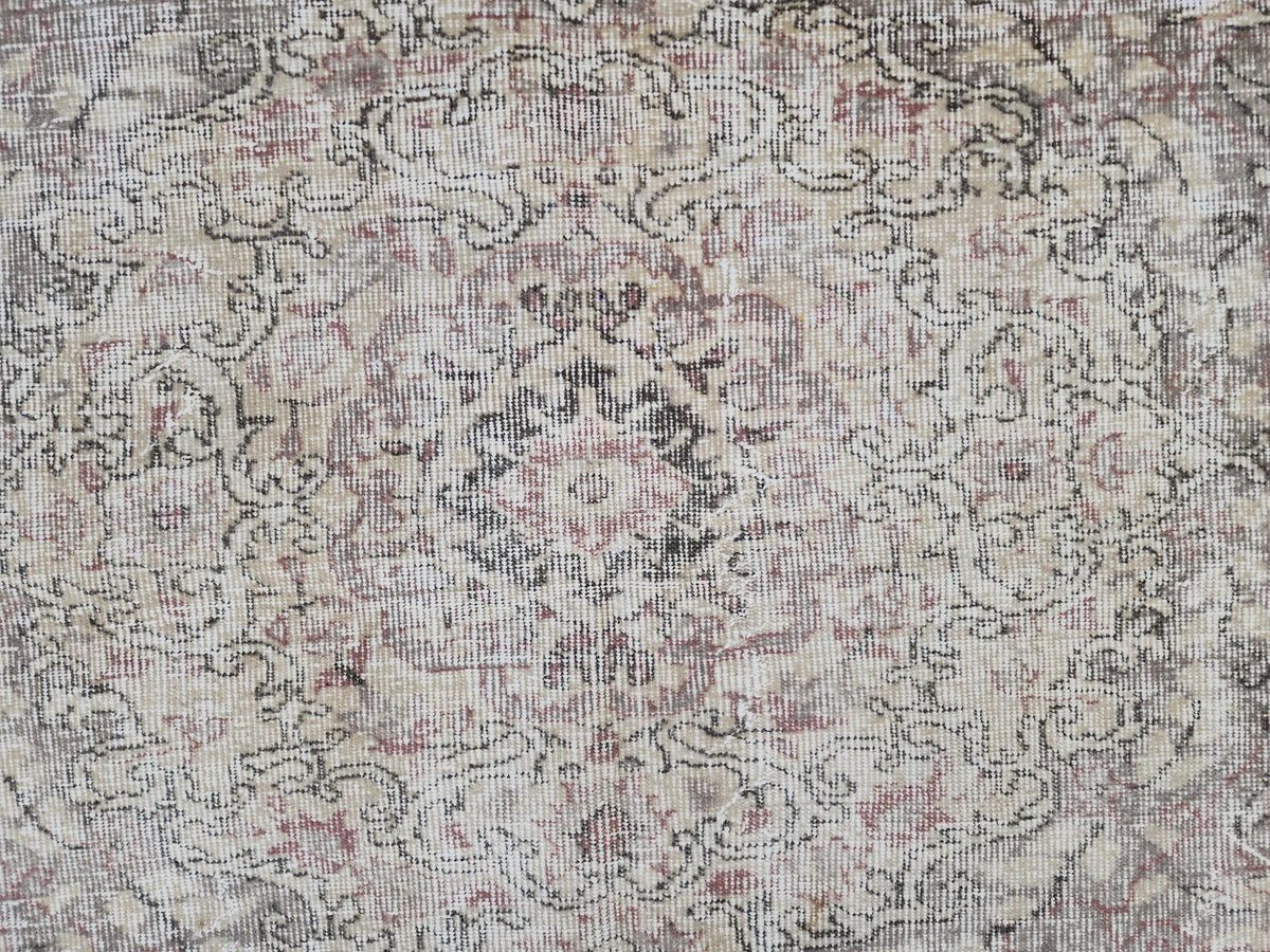 6x9 Turkish Oushak Wool Rug: Hand Knotted Beige Bohemian Decor
