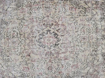 6x9 Turkish Oushak Wool Rug: Hand Knotted Beige Bohemian Decor