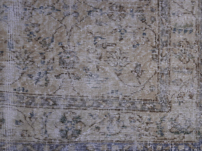 Handwoven Beige Oushak Wool Rug: 5x8 Turkish Boho Area Rug