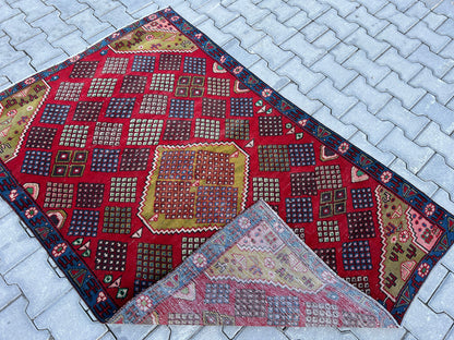 4x6 Vintage Oushak Rug: Handmade Turkish Small Rug