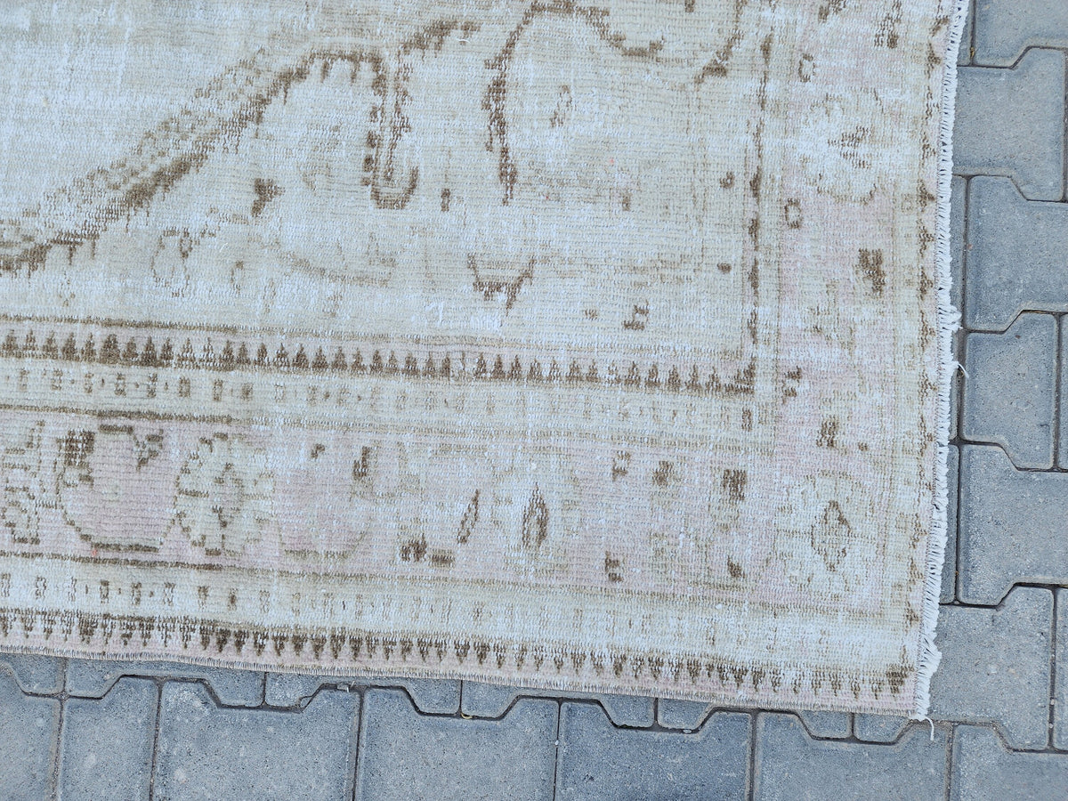 6x9 Wool Neutral Rug, Beige and White Wool Hand Made, Dining Room Decor