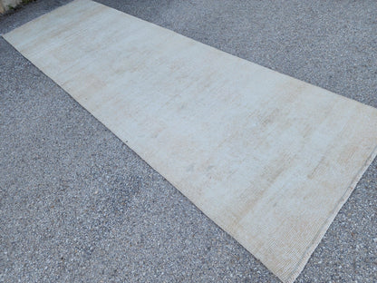 3x11 Neutral Muted Runner Rug, Hand Knoted Rustic Decor, Eco Friendly