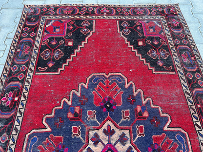 4x7 Vintage Oushak Rug: Hand Knotted Wool Oriental Rug