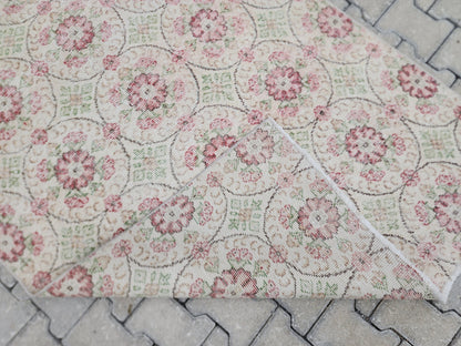 4x7 Handwoven Turkish Oushak Rug: Wool & Cotton Area Rug