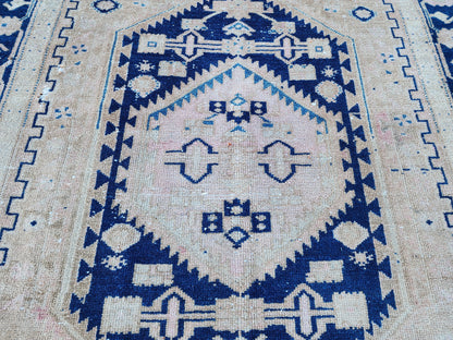 Vintage Oushak Rug 4x6: Neutral Turkish Handmade Area Rug