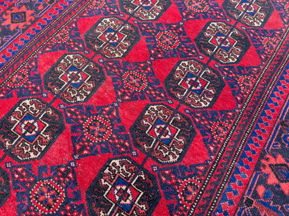 4x7 Red Turkish Oushak Rug: Handwoven Wool Vintage Style