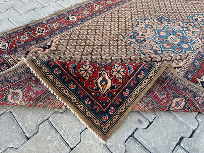 Antique Persian Rug 5x9: Hand-Knotted Wool Carpet, Boho Home Decor