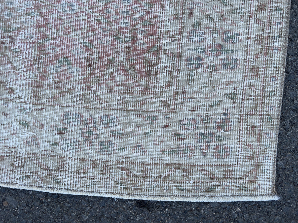 Handmade Wool Oushak Rug 5x9: Muted Red, Century Modern